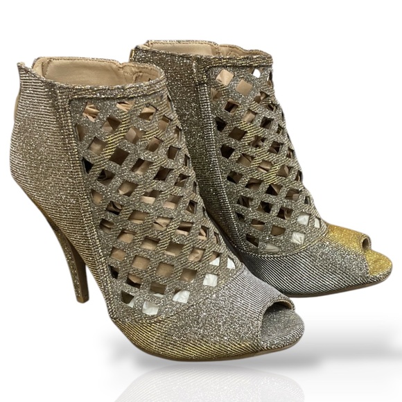 Christian Siriano For Payless Women’s Peep Toe Metallic Lattice Cutout Heels 7.5 - Picture 2 of 6